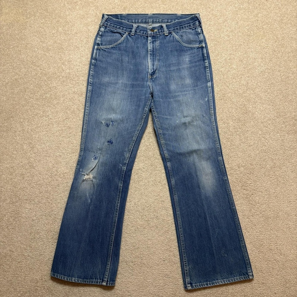 Vtg Big Yank Jeans 32x30 Blue Relaxed Straight Denim Scovill Zip USA 60s 70s